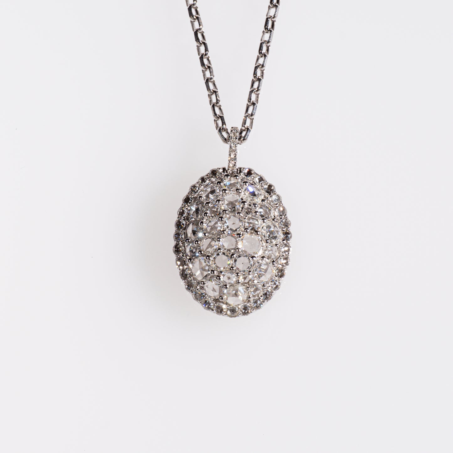ローズカットダイヤモンド1.80ct K18WG ネックレス