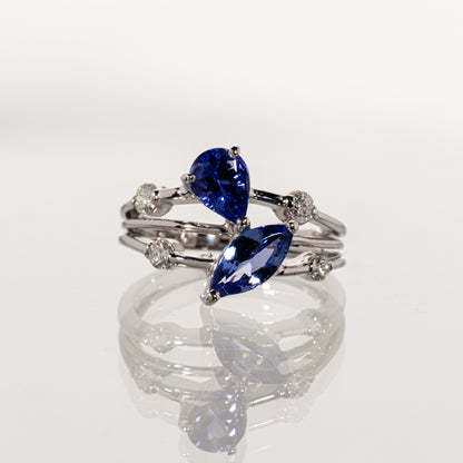 タンザナイト1.35ct ダイヤモンド0.25ct Pt900 スプリットシャンクリング