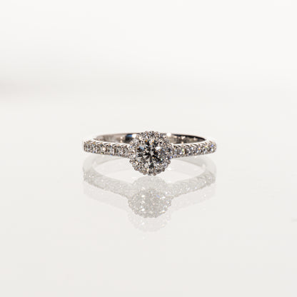 DIAMOND SHIRAISHI ダイヤモンド0.230ct メレダイヤモンド0.188ct Pt950 ヘイローリング