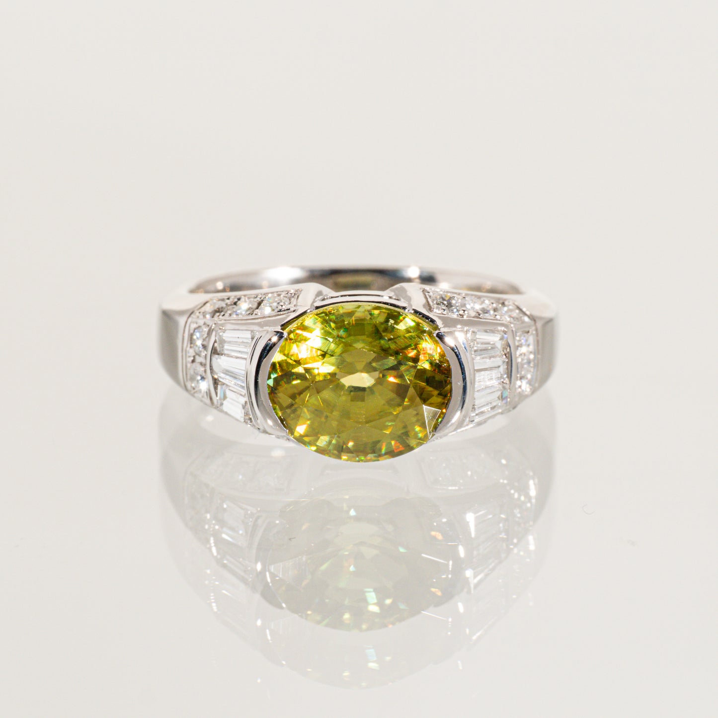 スフェーン3.11ct ダイヤモンド0.49ct Pt900 リング
