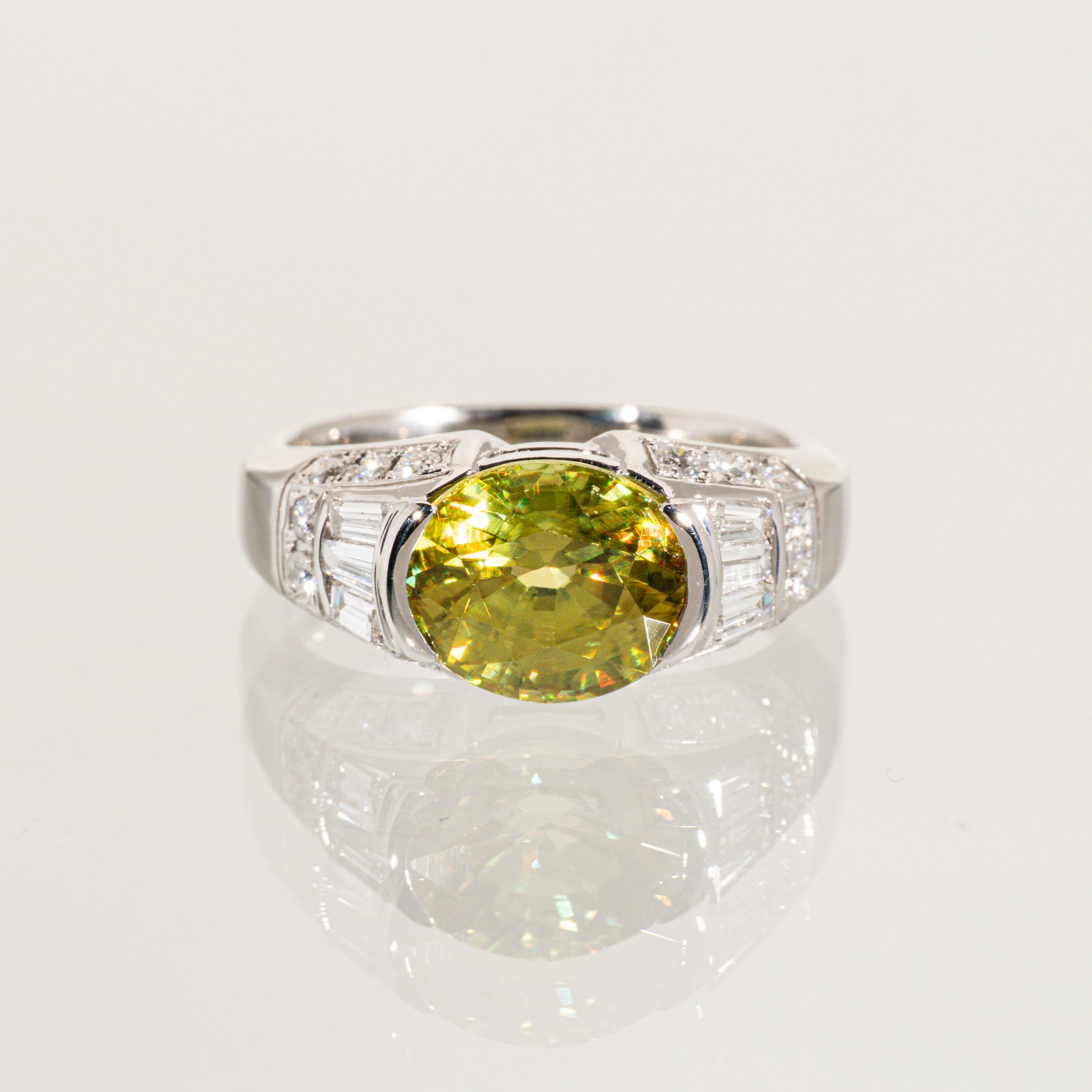 スフェーン3.11ct ダイヤモンド0.49ct Pt900 リング