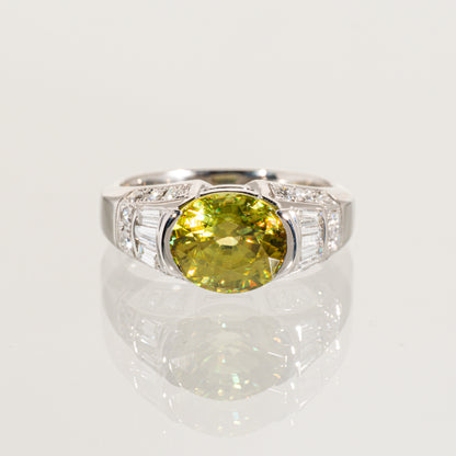 スフェーン3.11ct ダイヤモンド0.49ct Pt900 リング