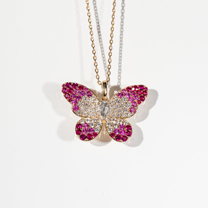 ダイヤモンド1.06ct ピンクサファイア1.46ct K18PG ネックレス