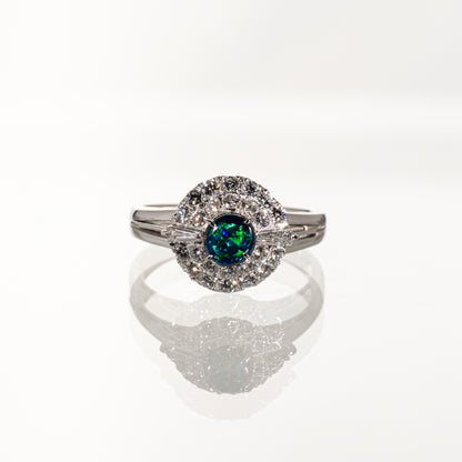 ブラックオパール0.32ct ダイヤモンド0.52ct Pm900陽刻 リング
