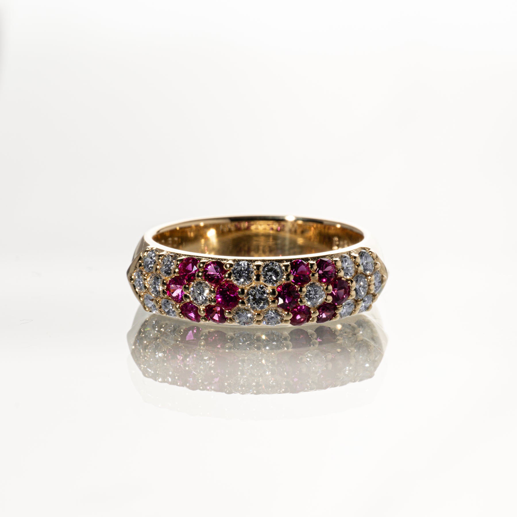 ルビー0.50ct ダイヤモンド0.60ct K18YG パヴェリング