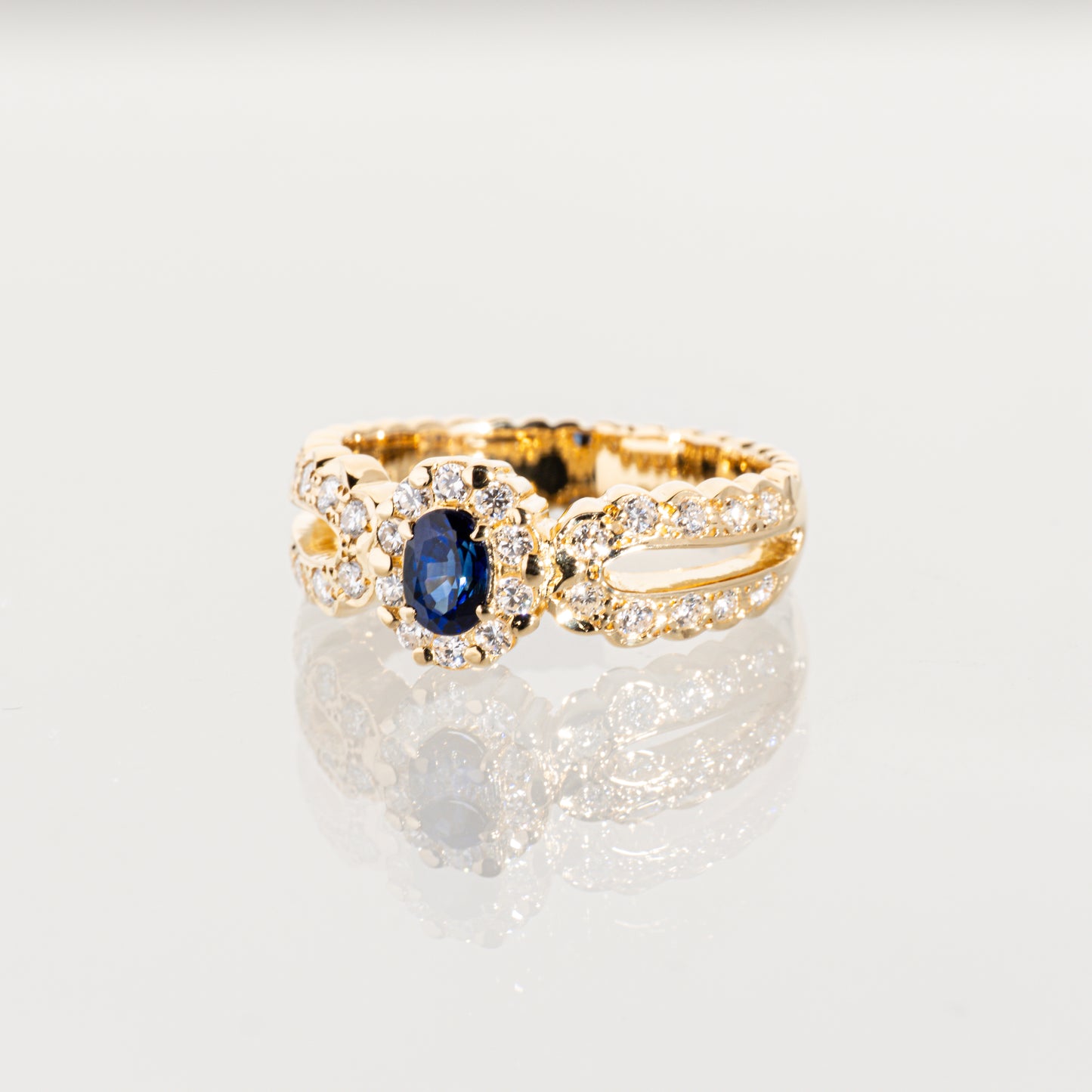和光 サファイア0.39ct ダイヤモンド0.37ct K18 リング