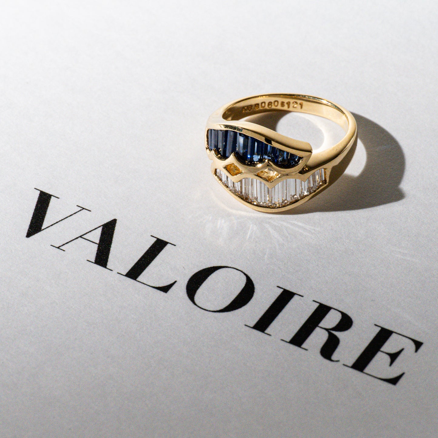 サファイア1.21ct ダイヤモンド0.60ct K18 レールリング