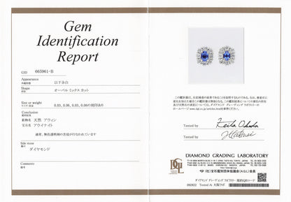 アウイナイト0.06ct ダイヤモンド0.12ct Pt950/Pt900 ヘイローピアス