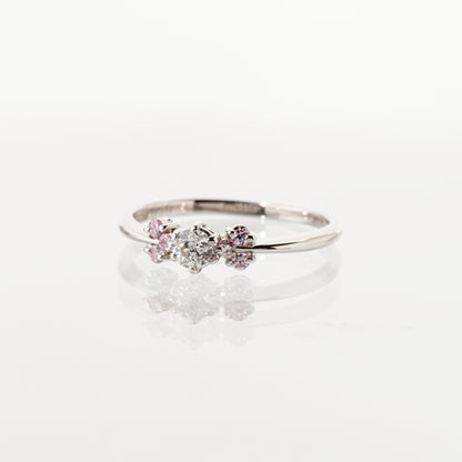 スターカットダイヤモンド0.173ct ナチュラルピンクダイヤモンド0.09ct Pt950陽刻 リング