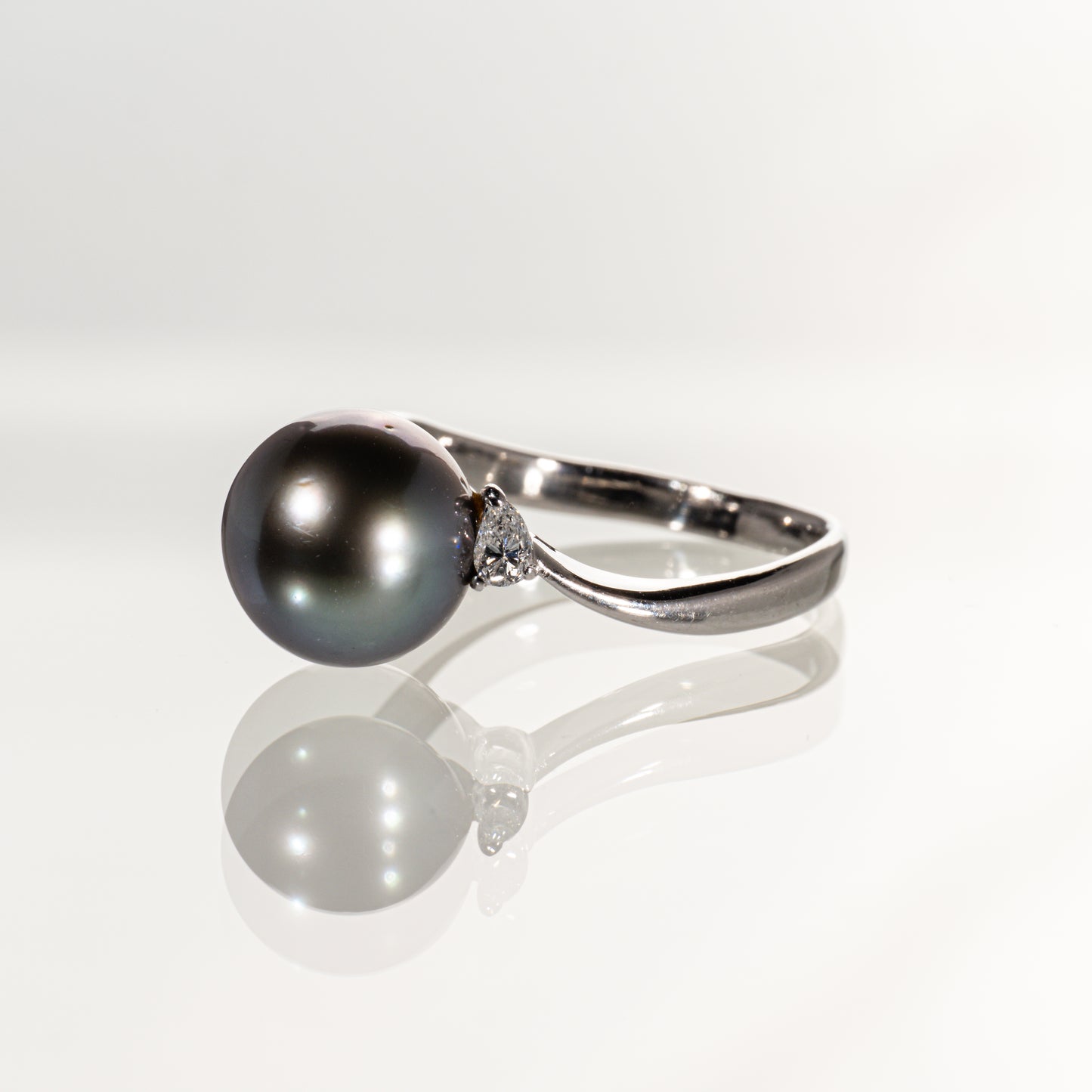南洋ブラックパール9.9mm ダイヤモンド0.15ct Pt900 リング