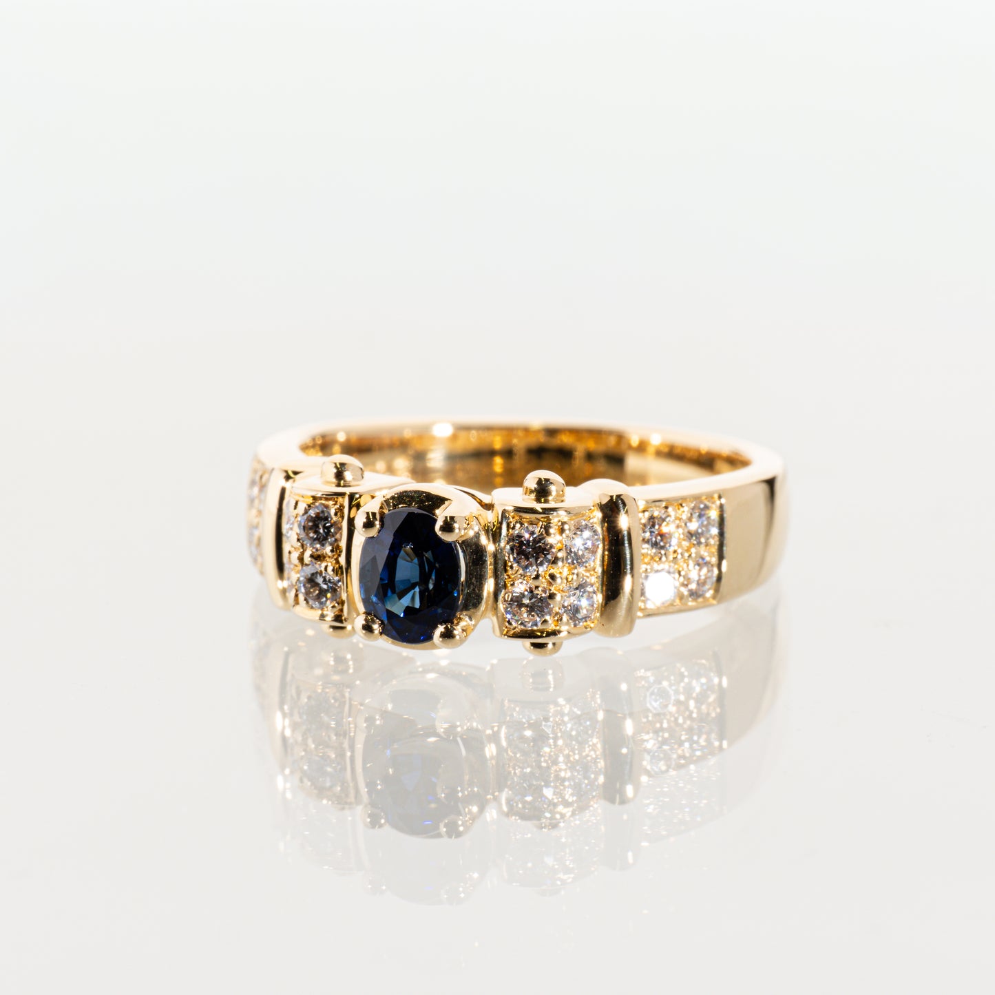 POLA サファイア0.45ct ダイヤモンド0.37ct K18 リング