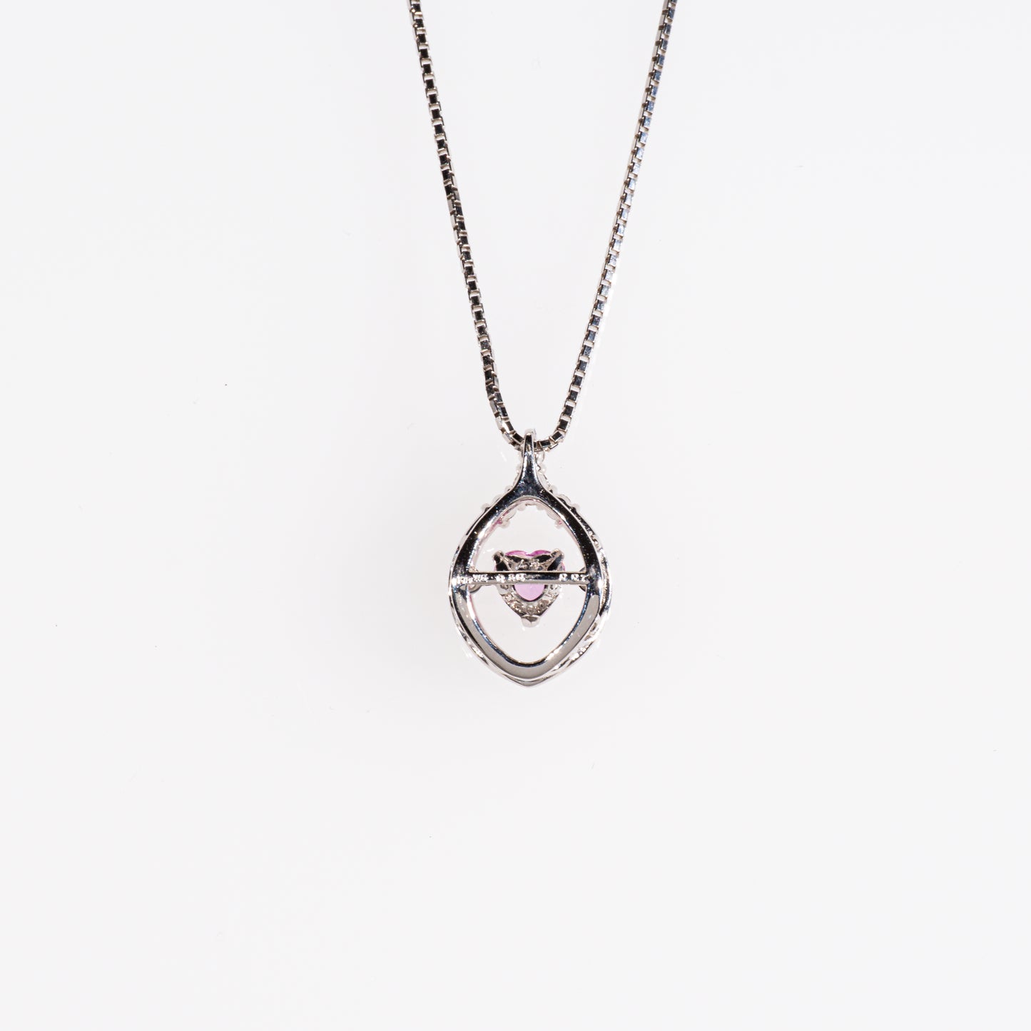 ピンクサファイア0.30ct ダイヤモンド0.07ct K18 ダンシングストーンネックレス