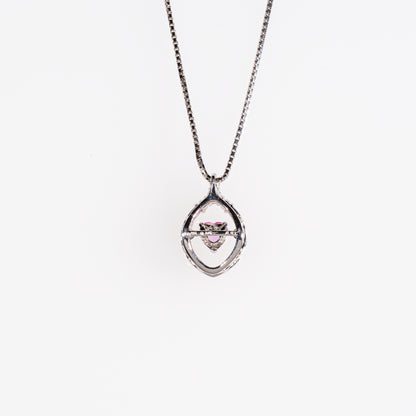 ピンクサファイア0.30ct ダイヤモンド0.07ct K18 ダンシングストーンネックレス