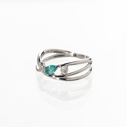 パライバトルマリン0.10ct ダイヤモンド0.15ct K18WG リング