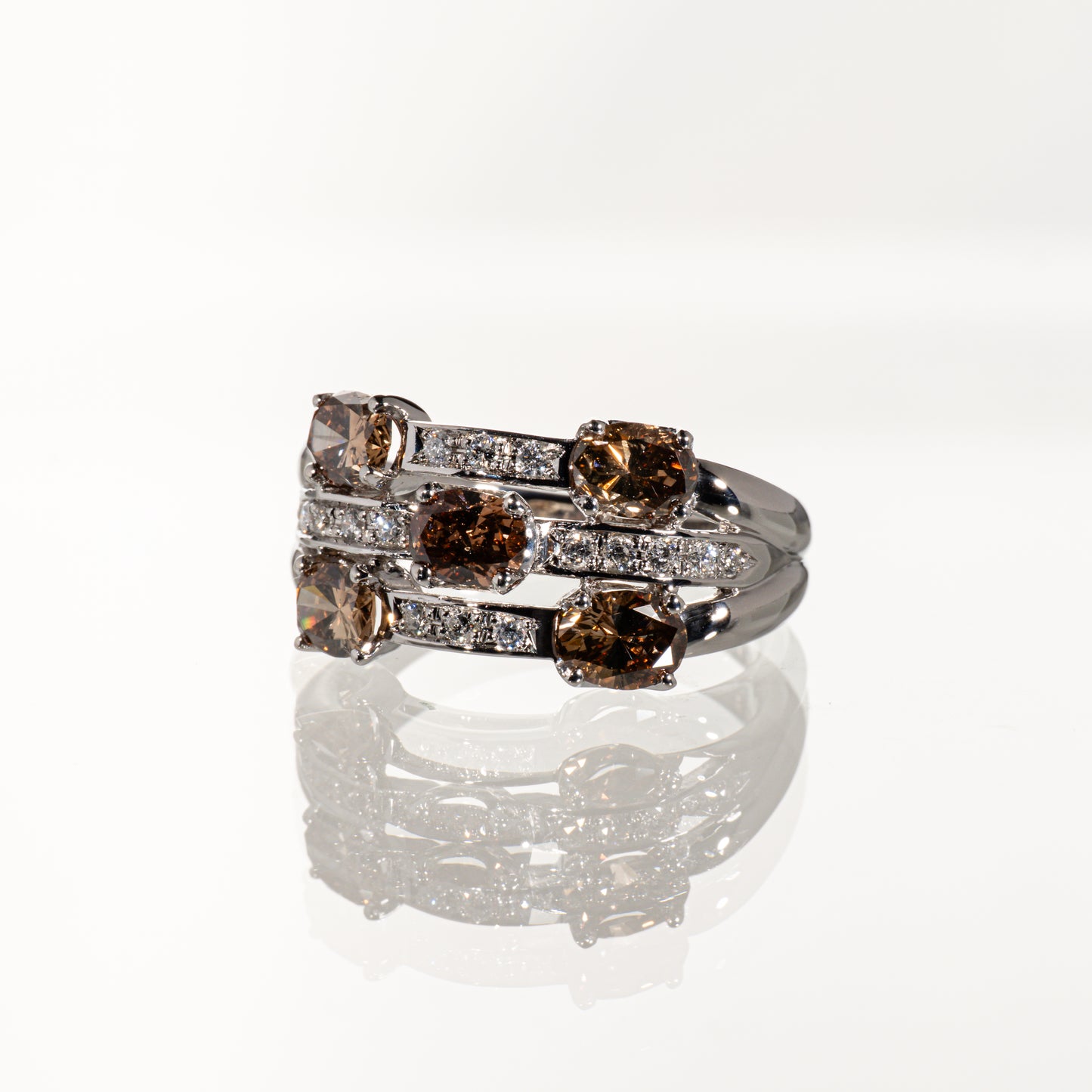 ブラウンダイヤ1.84ct ダイヤモンド0.15ct Pt900 リング