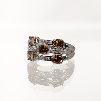 ブラウンダイヤ1.84ct ダイヤモンド0.15ct Pt900 リング