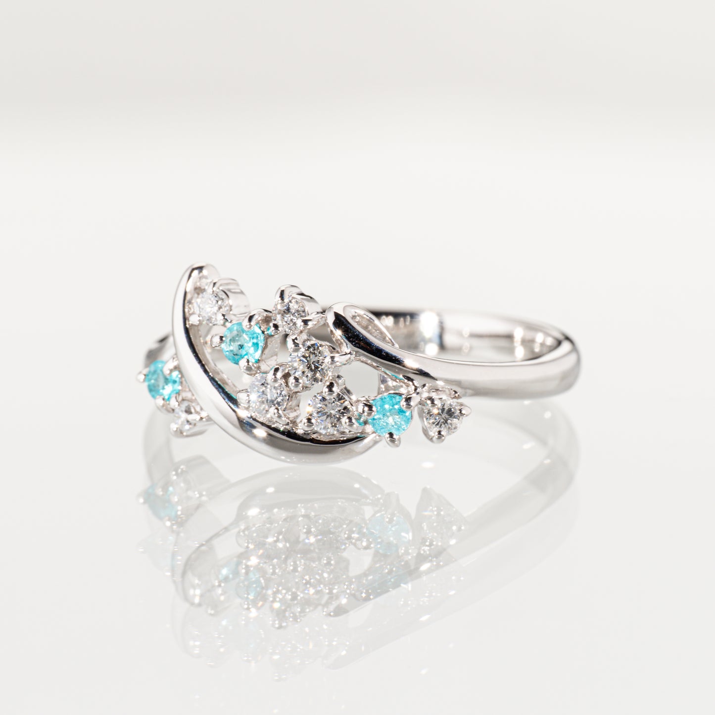 ブラジル産 パライバトルマリン0.08ct ダイヤモンド0.15ct Pt900 リング