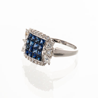 GSTV サファイア1.50ct ダイヤモンド0.75ct K18WG ミステリーリング