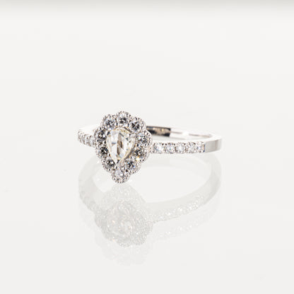 ローズカットダイヤモンド0.24ct メレダイヤモンド0.40ct Pt950 ヘイローリング