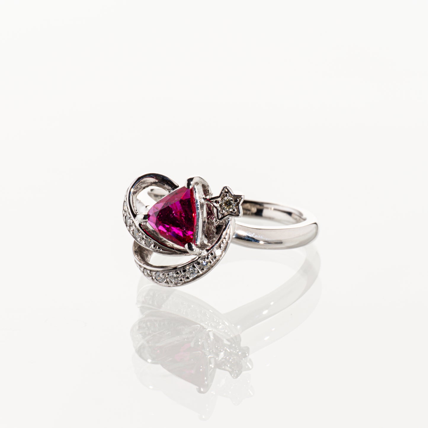 非加熱ルビー0.98ct ダイヤモンド0.09ct Pt900 リング