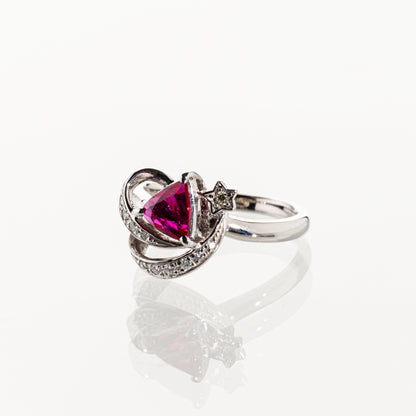 非加熱ルビー0.98ct ダイヤモンド0.09ct Pt900 リング