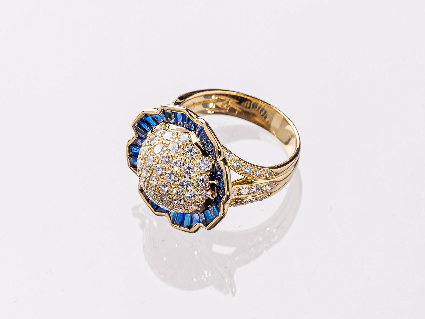 ダイヤモンド1.57ct サファイア1.53ct K18 リング