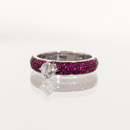 ダイヤモンド0.351ct ルビー1.05ct K18 ソリテールパヴェリング