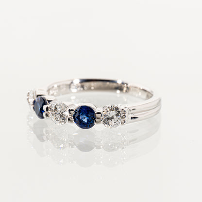 BLUERIVER サファイア0.63ct ダイヤモンド0.60ct Pt900 5ストーンリング