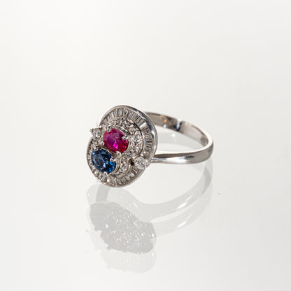 ルビー0.63ct サファイア0.61ct ダイヤモンド0.81ct Pt900 リング