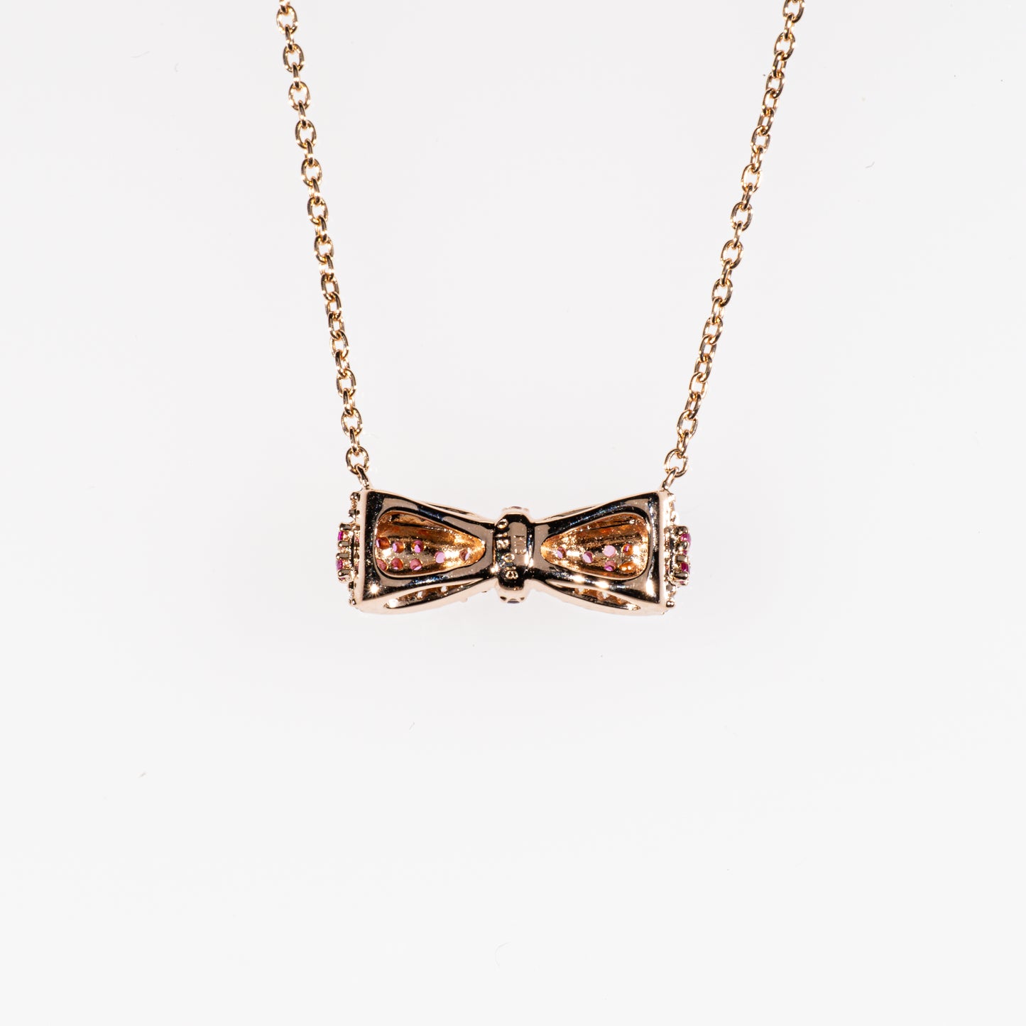 ピンクサファイア0.16ct ダイヤモンド0.12ct K18ピンクゴールド リボンネックレス