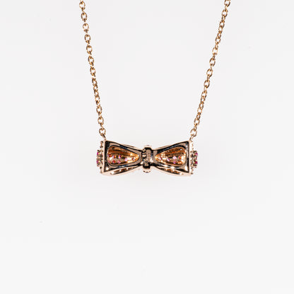 ピンクサファイア0.16ct ダイヤモンド0.12ct K18ピンクゴールド リボンネックレス