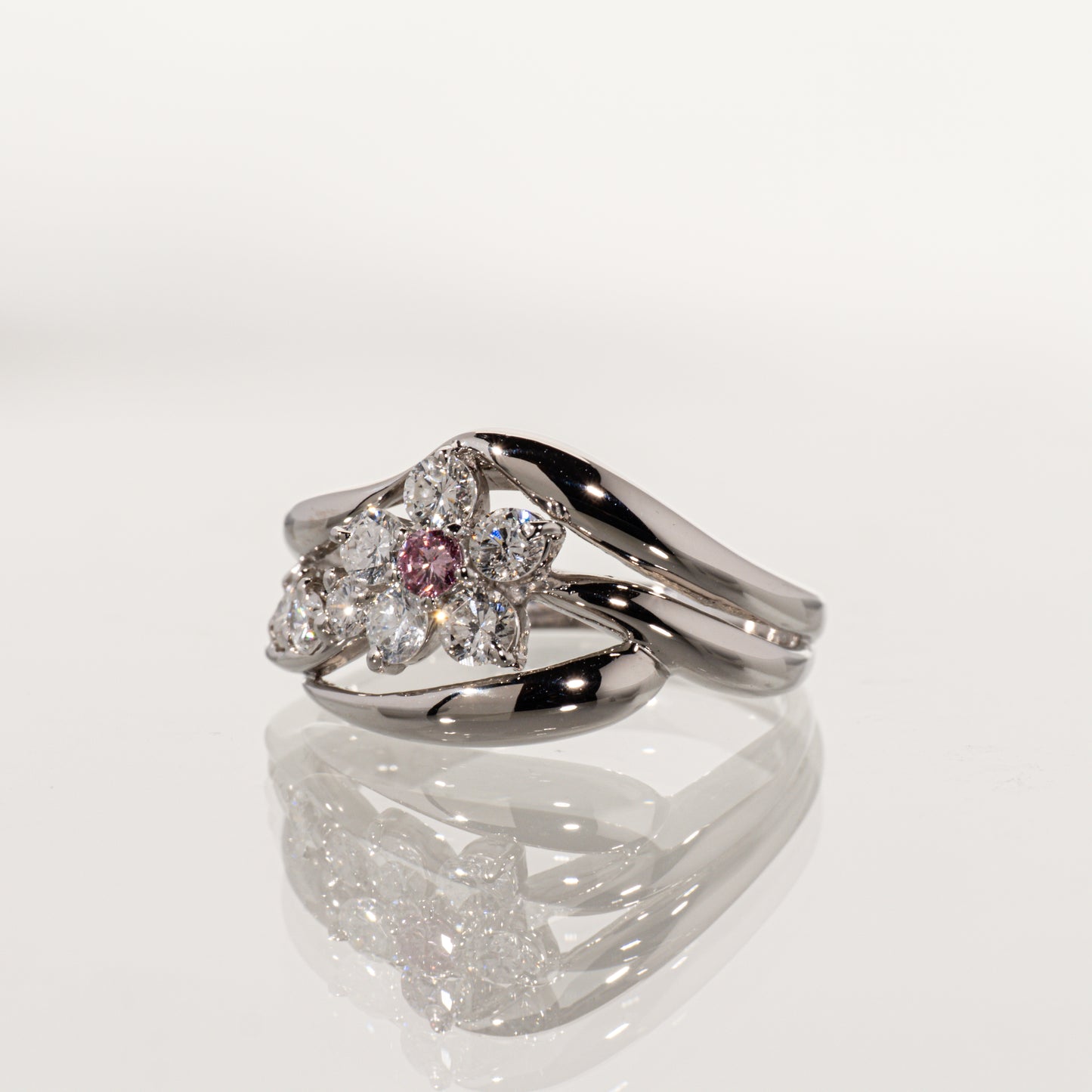 FAINCY INTENSE PURPLISH PINK ダイヤモンド0.060ct メレダイヤモンド0.64ct Pt900 リング