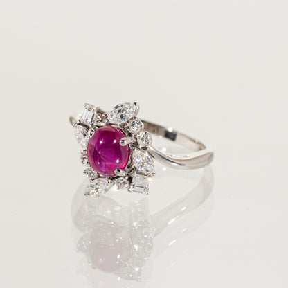 三越 スターサファイア1.57ct ダイヤモンド Pt900 リング