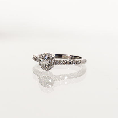 DIAMOND SHIRAISHI ダイヤモンド0.230ct メレダイヤモンド0.188ct Pt950 ヘイローリング