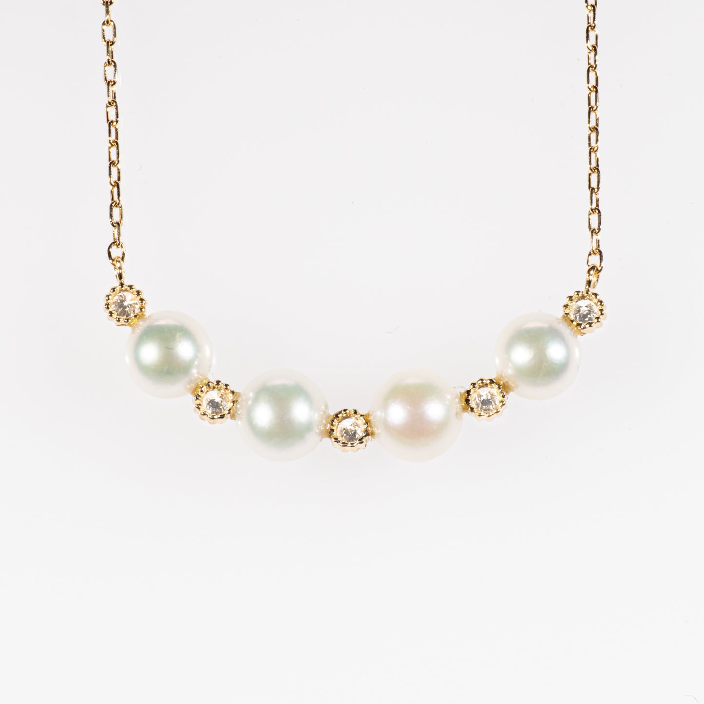アコヤパール5.5~5.8mm ダイヤモンド0.15ct K18YG ネックレス