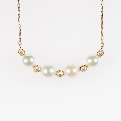 アコヤパール5.5~5.8mm ダイヤモンド0.15ct K18YG ネックレス