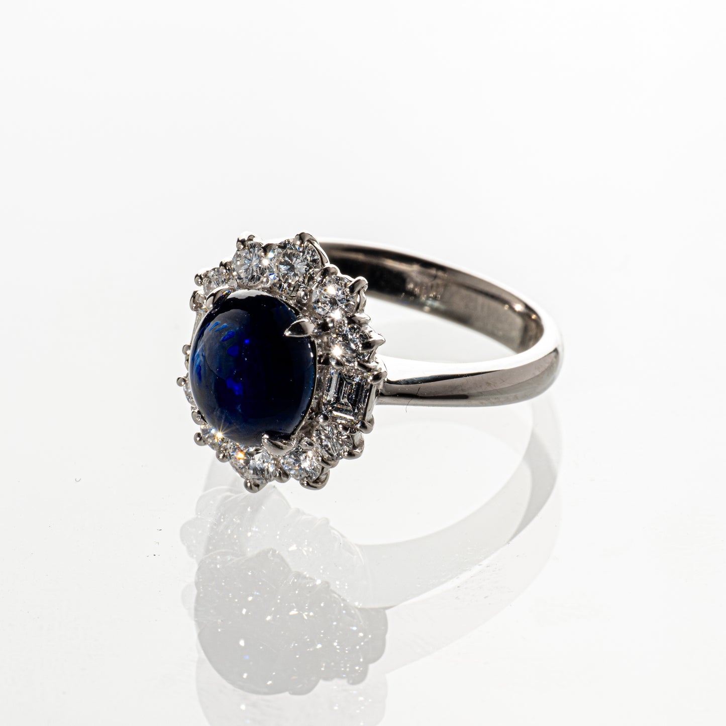 カボションサファイア2.711ct ダイヤモンド0.81ct Pt900 リング