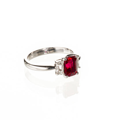 ビルマ産ピジョンブラッドルビー2.02ct ダイヤモンド0.29ct Pt900 リング