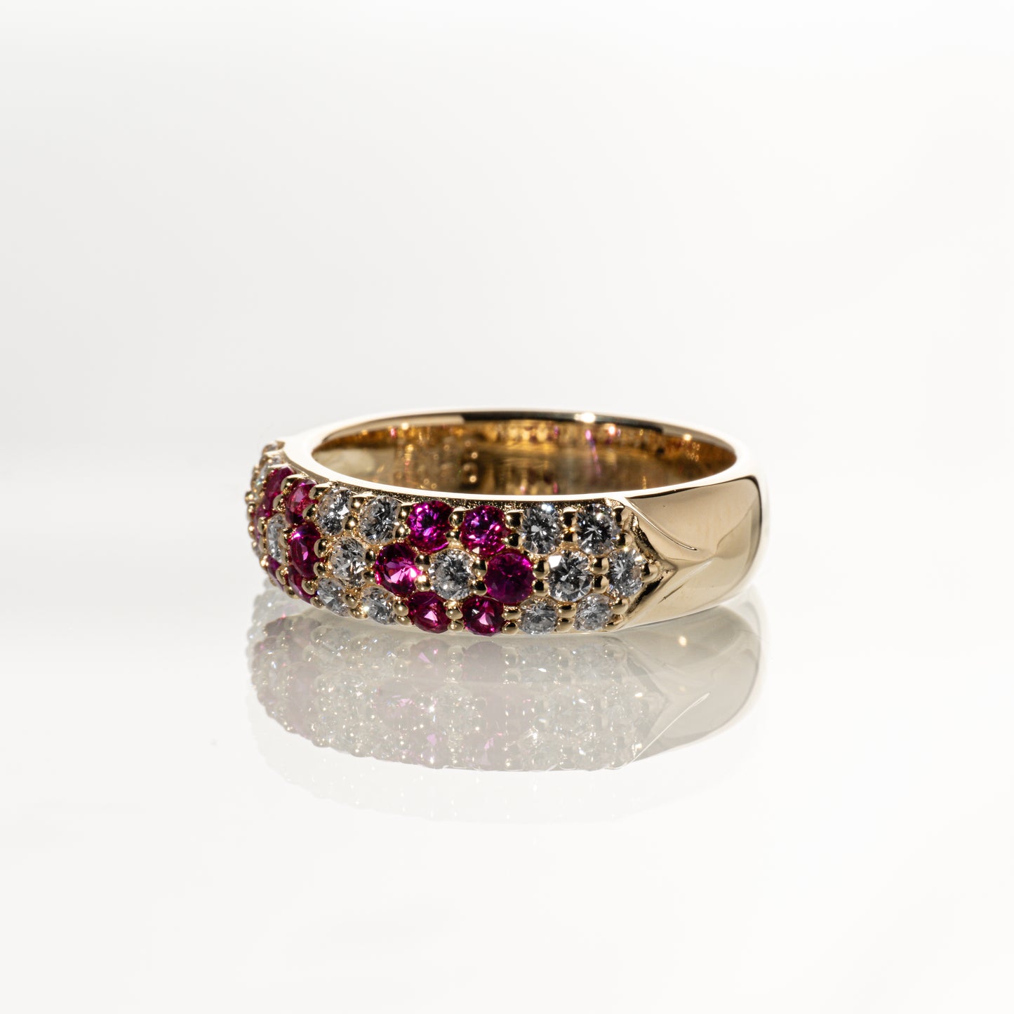 ルビー0.50ct ダイヤモンド0.60ct K18YG パヴェリング