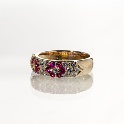 ルビー0.50ct ダイヤモンド0.60ct K18YG パヴェリング
