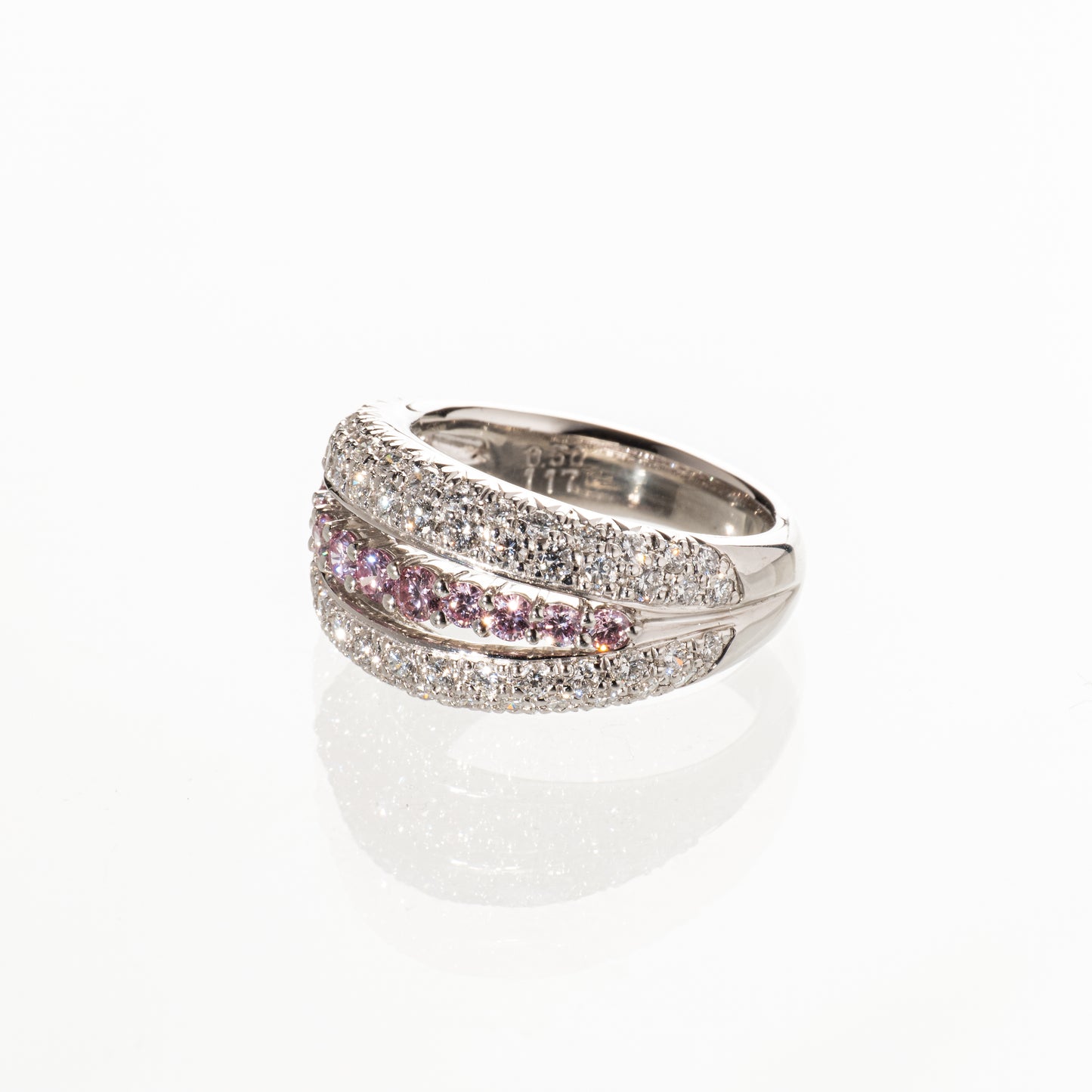 ファンシーインテンスカラーピンクダイヤモンド0.50ct ダイヤモンド1.17ct Pt900 リング