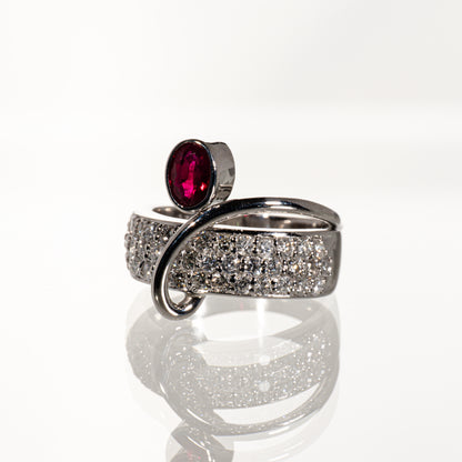 ルビー0.75ct ダイヤモンド1.06ct Pt900 リング