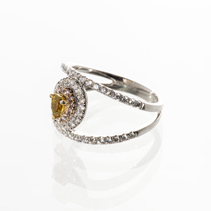 ファンシーイエローダイヤモンド0.264ct ピンクダイヤモンド0.07ct メレダイヤモンド0.53ct K18 リング