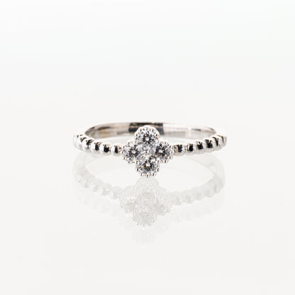 ダイヤモンド0.25ct K18WG フラワーリング