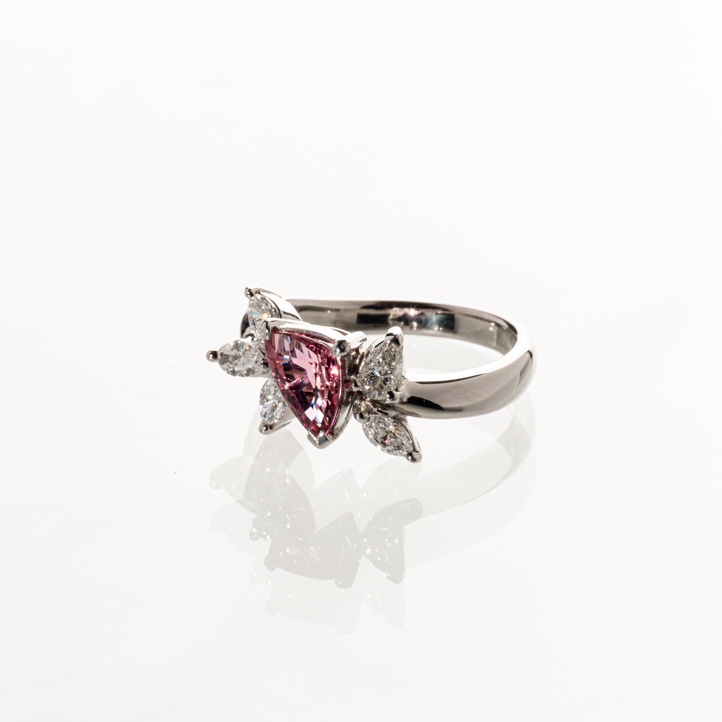 非加熱パパラチアサファイア1.26ct ダイヤモンド0.62ct Pt900 リング