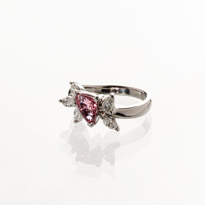 非加熱パパラチアサファイア1.26ct ダイヤモンド0.62ct Pt900 リング