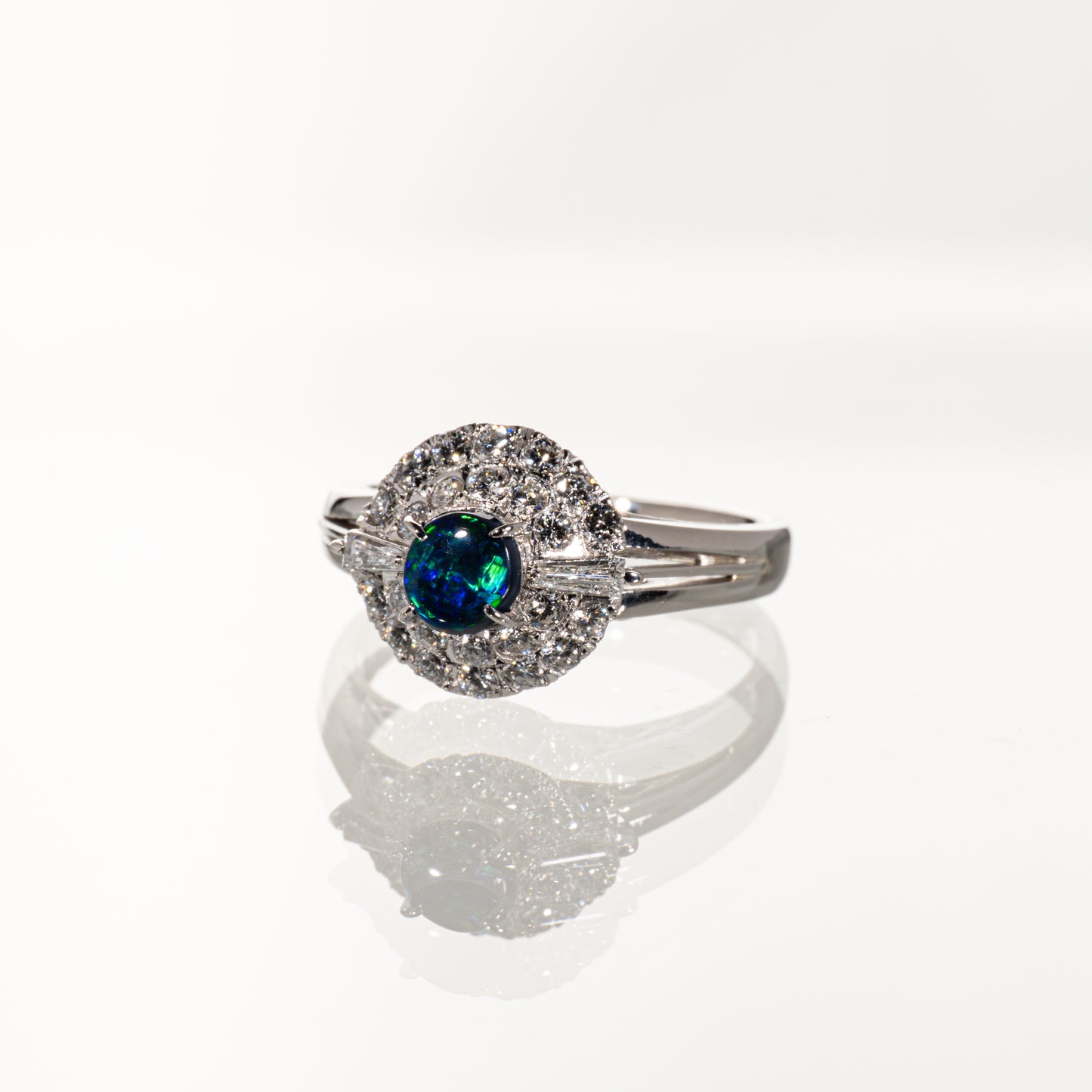ブラックオパール0.32ct ダイヤモンド0.52ct Pm900陽刻 リング