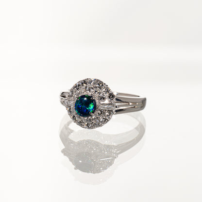 ブラックオパール0.32ct ダイヤモンド0.52ct Pm900陽刻 リング