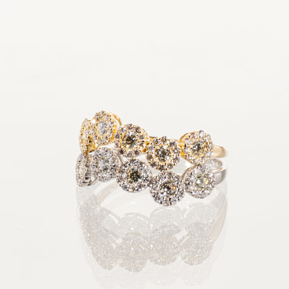 ダイヤモンド0.50ct メレダイヤモンド0.50ct K18/PT900 マルチヘイローリング