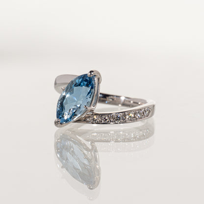 TASAKI サンタマリア・アフリカーナ アクアマリン1.76ct ダイヤモンド0.10ct K18WG リング